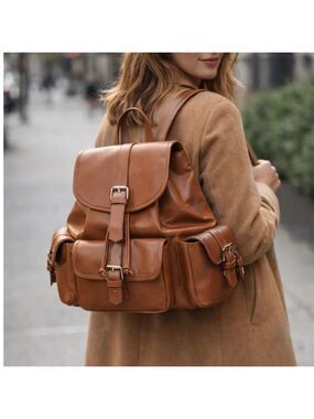 𝅺NEW Justfab Backpack Faux Leather Cognac Brown